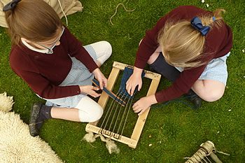 weaving activity, bronze age school workshop