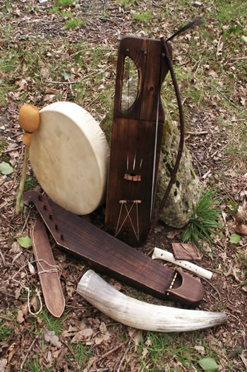 Instruments made for a Viking Village in finland